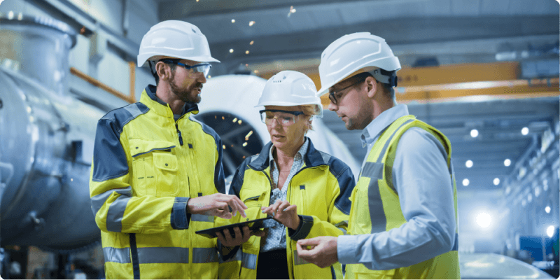 Equipos de trabajo con equipamientos de seguridad